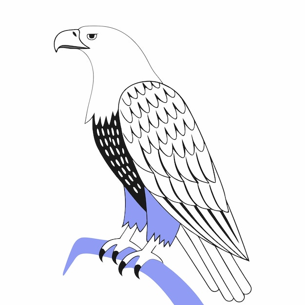 um desenho de um pássaro que tem uma cauda azul