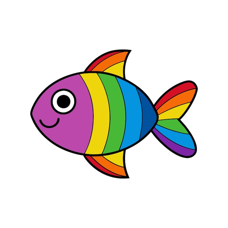 Vetor um desenho de um peixe arco-íris com um arco-índio nele