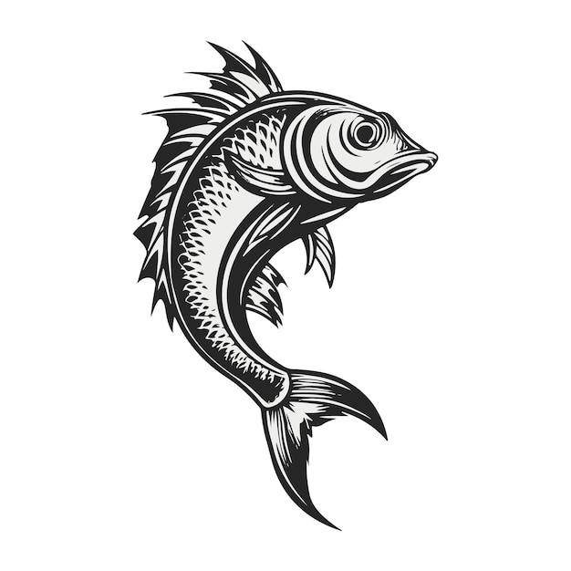 Vetor um desenho de um peixe azul com um contorno preto