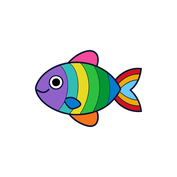Vetor um desenho de um peixe com um arco-íris nele
