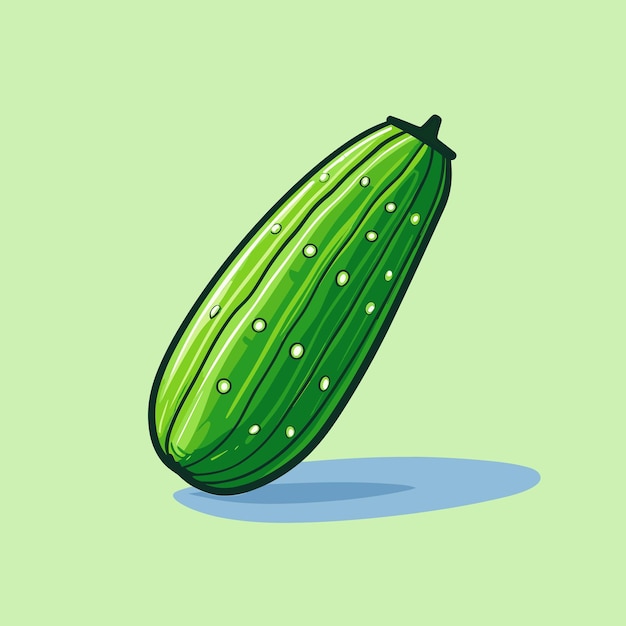 Vetor um desenho de um pepino em um fundo verde