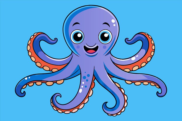 Vetor um desenho de um polvo roxo com a palavra polvo nele