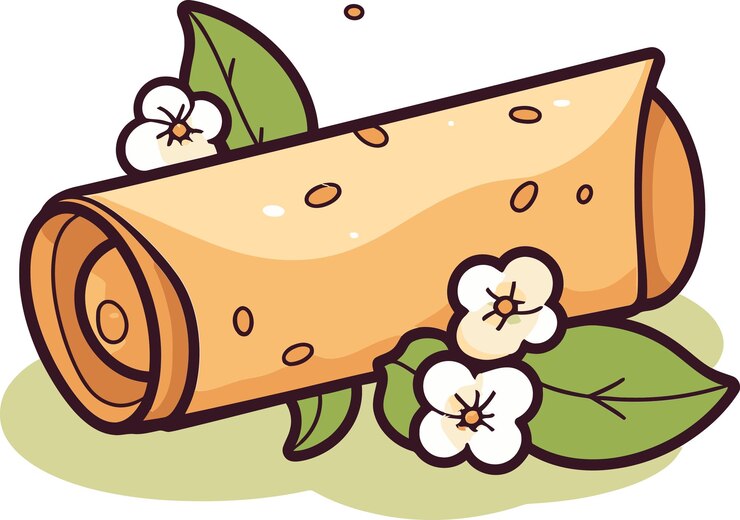 Vetor um desenho de um queijo com flores e flores nele