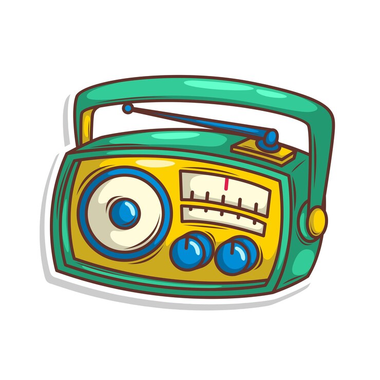 Vetor um desenho de um rádio com um rosto nele