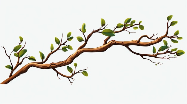 Vetor um desenho de um ramo com folhas verdes e um fundo branco