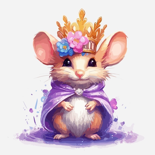 Vetor um desenho de um rato vestindo uma coroa