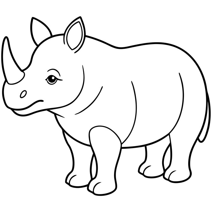 Vetor um desenho de um rinoceronte com um chifre na cabeça