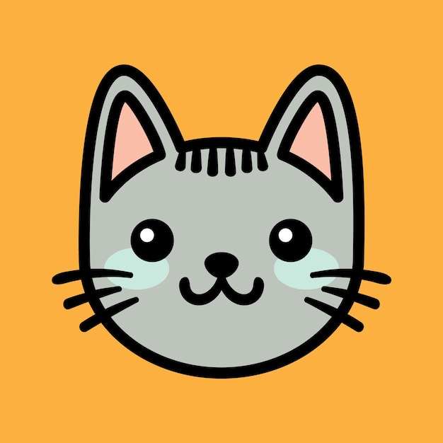 um desenho de um rosto de gato cortado em fundo laranja