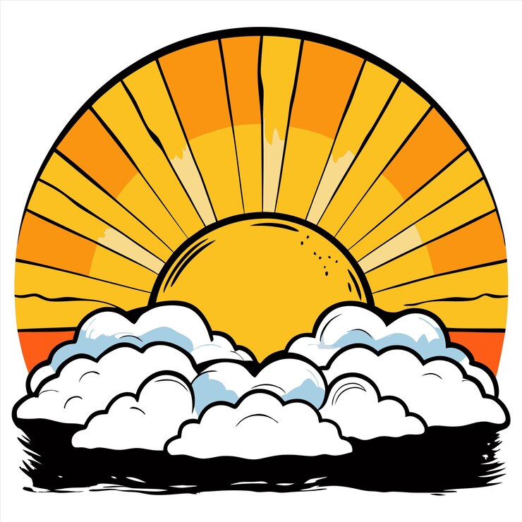 Vetor um desenho de um sol com o sol no meio