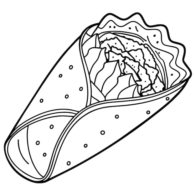 Vetor um desenho de um taco com uma imagem de um burrito nele