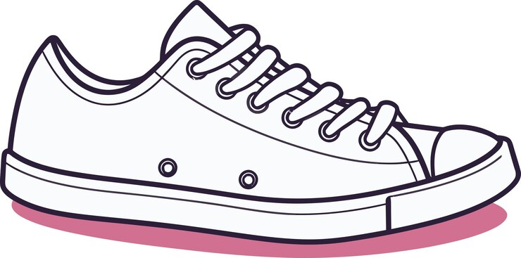 Vetor um desenho de um tênis com uma faixa rosa e uma linha branca