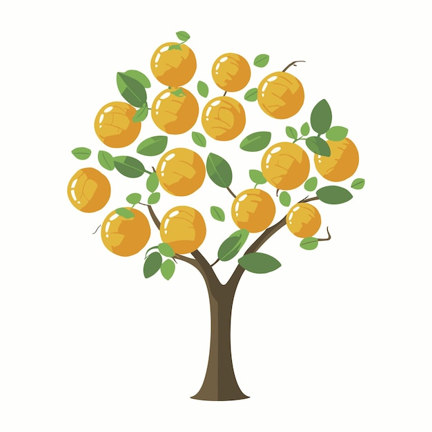 Vetor um desenho de uma árvore de limão com folhas e uma árvore com as palavras limões