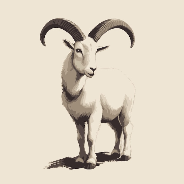 um desenho de uma cabra com chifres e um rosto branco