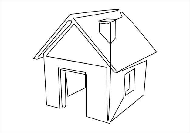 Vetor um desenho de uma casa com uma casa desenhada nele