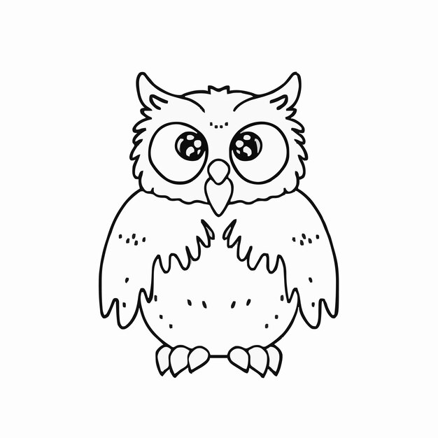 Um desenho de uma coruja com olhos grandes e um fundo branco