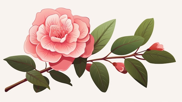 Vetor um desenho de uma flor rosa com uma flor vermelha nela