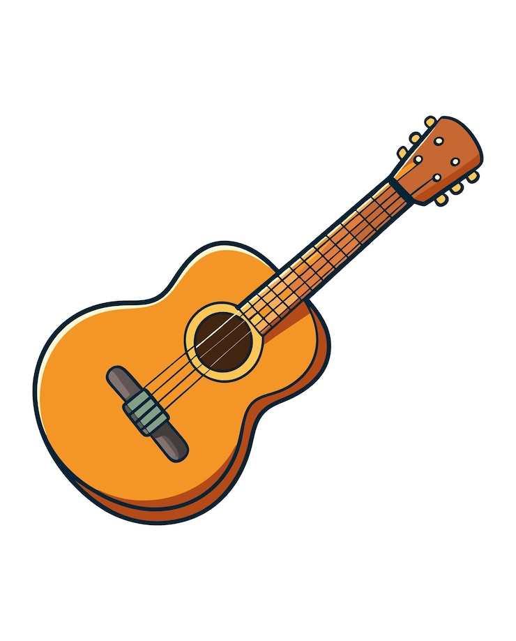 Vetor um desenho de uma guitarra com um clipe nele
