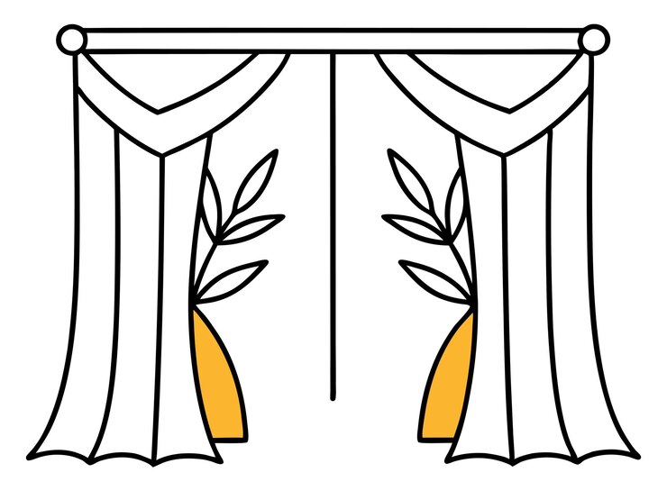Vetor um desenho de uma janela com uma planta nela