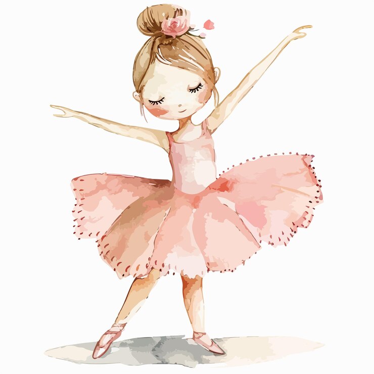 Vetor um desenho de uma menina em um vestido rosa com um laço rosa em sua cabeça