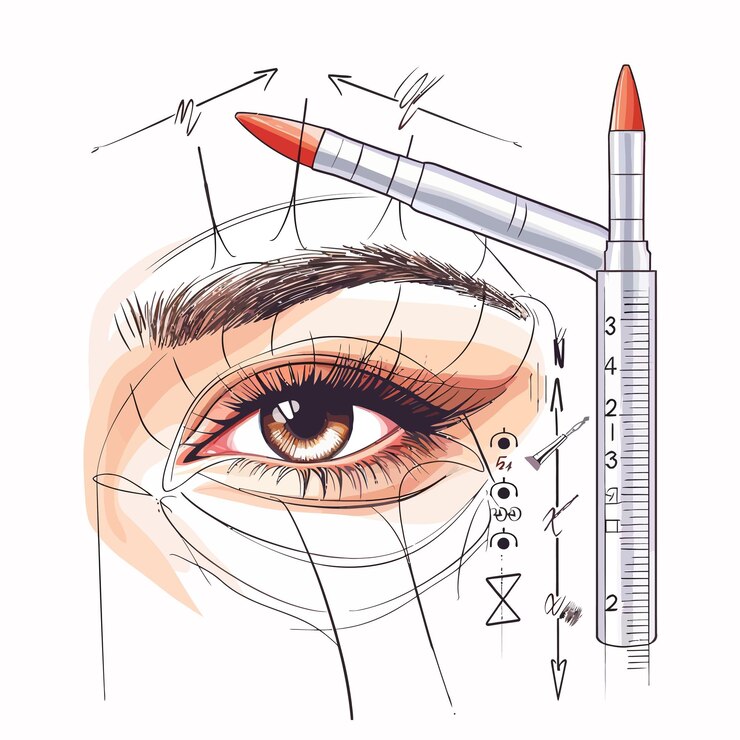 Vetor um desenho de uma mulher com um brilho de lábios vermelho e um batom vermelho