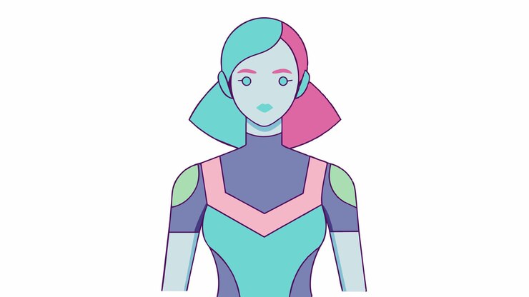 Vetor um desenho de uma mulher com um estilo de cabelo colorido