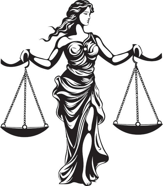 Um desenho de uma mulher com uma escala que diz "justiça"