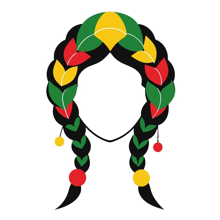 Vetor um desenho de uma mulher com uma longa trança no cabelo