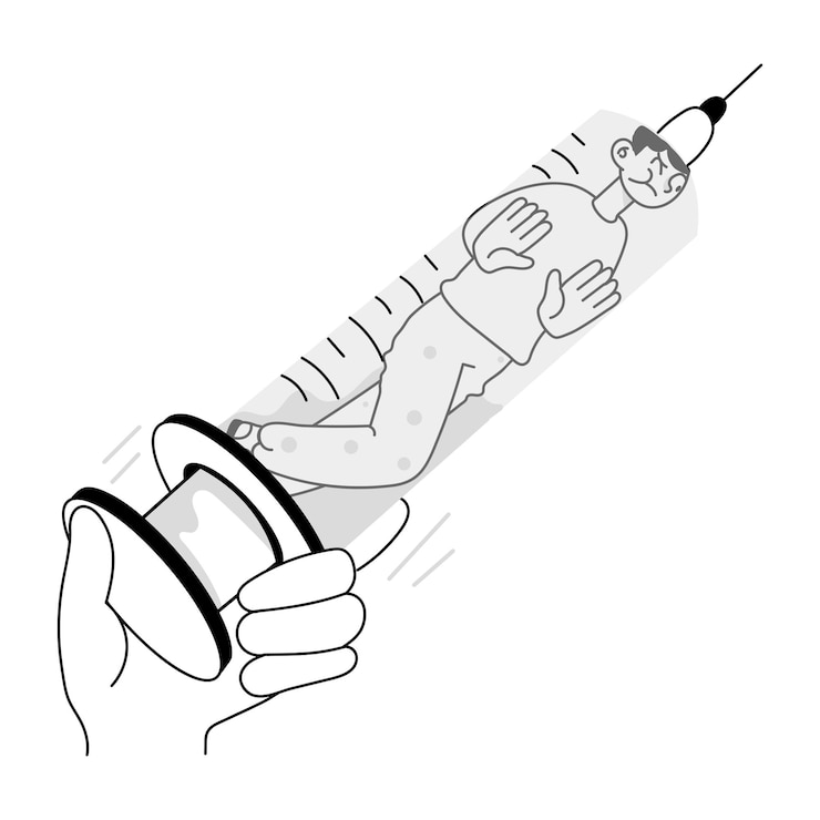 Vetor um desenho de uma pessoa segurando um lápis com um lápis no meio