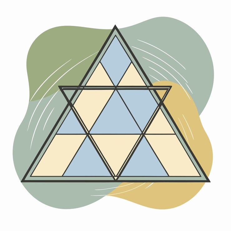 Vetor um desenho de uma pirâmide com um triângulo azul