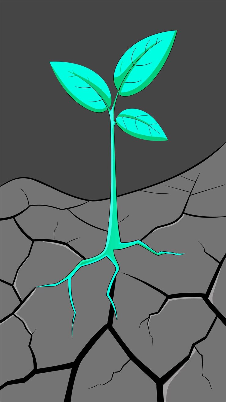 Vetor um desenho de uma planta com folhas verdes que tem a palavra vida sobre ele