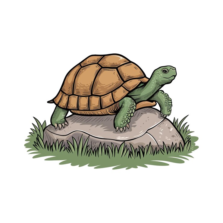 Vetor um desenho de uma tartaruga com um rosto desenhado nela