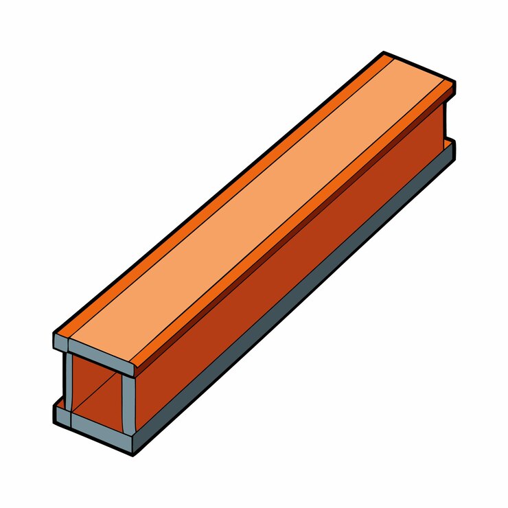 Vetor um desenho de uma viga de madeira com um topo vermelho