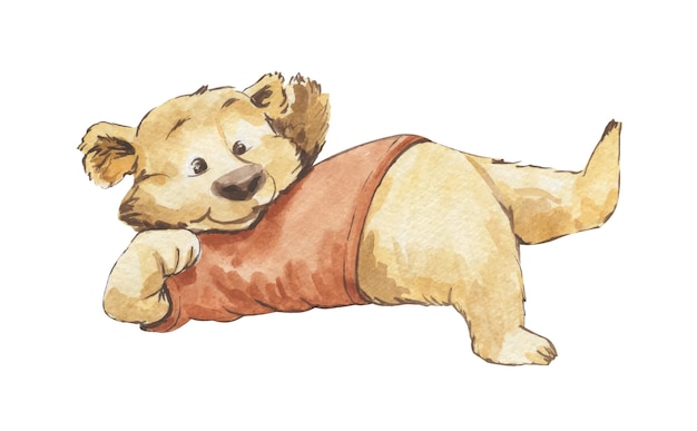 Um desenho em aquarela de um urso vestindo uma camisa que diz 'urso'