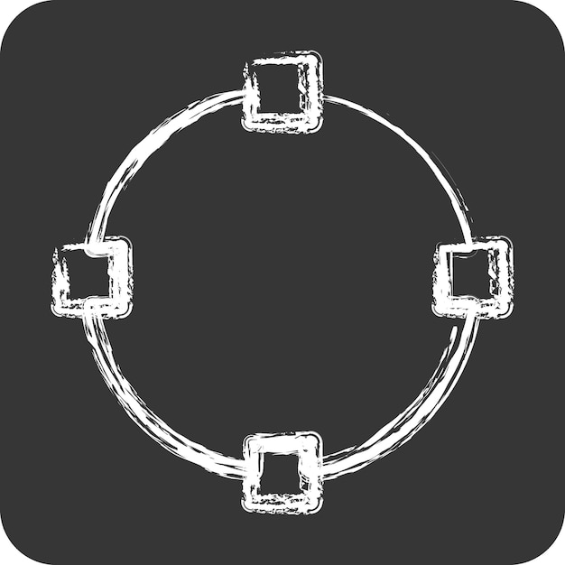 Vetor um desenho em preto e branco de um círculo com um anel em torno dele