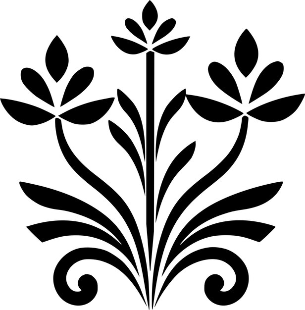 Um desenho em preto e branco de um desenho de flor com o topo direito