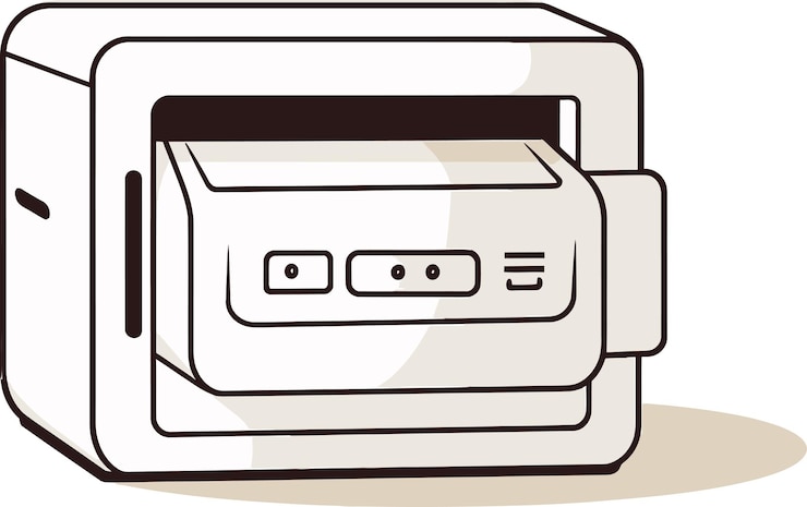 Vetor um desenho em preto e branco de uma impressora com o número 3