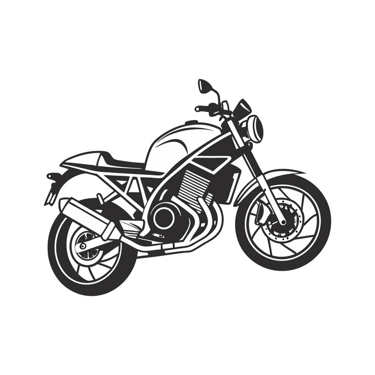 Vetor um desenho em preto e branco de uma motocicleta com uma imagem de uma motocicletas nele