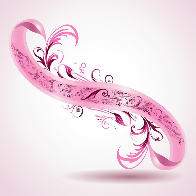 Vetor um desenho floral rosa e branco com uma borda rosa