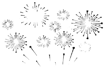 Desenho de fogos de artifício Preto e branco, fogos de artifício, branco,  folha png