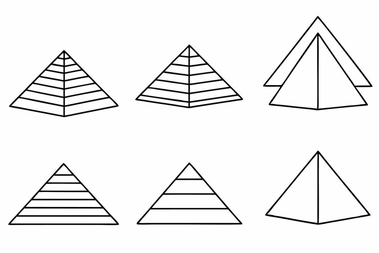 Vetor um desenho preto e branco de triângulo com triângulo nele