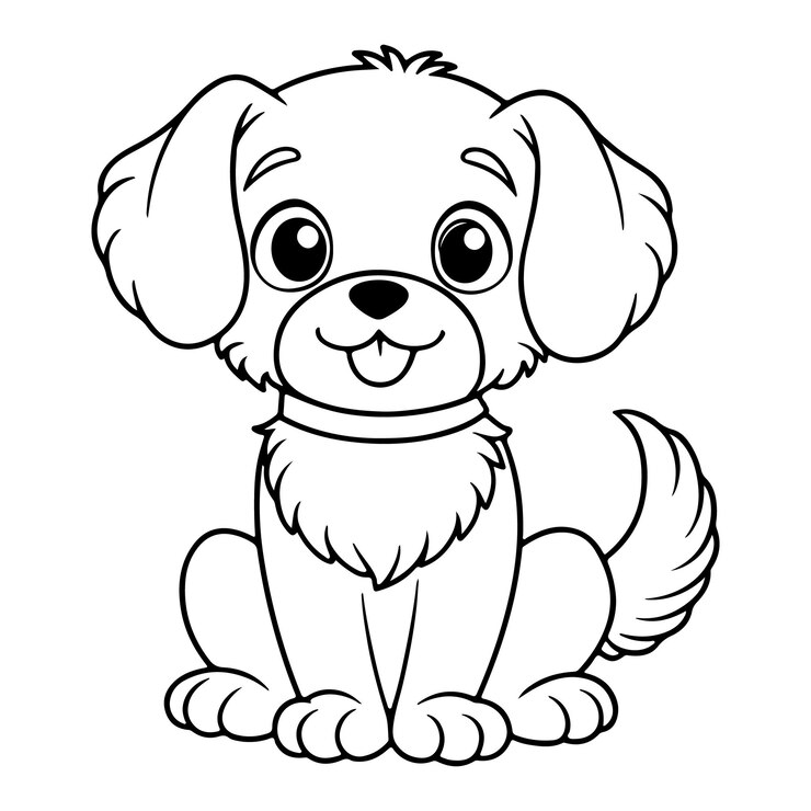Vetor um desenho preto e branco de um cachorro com um colar que diz o nome do cachorro