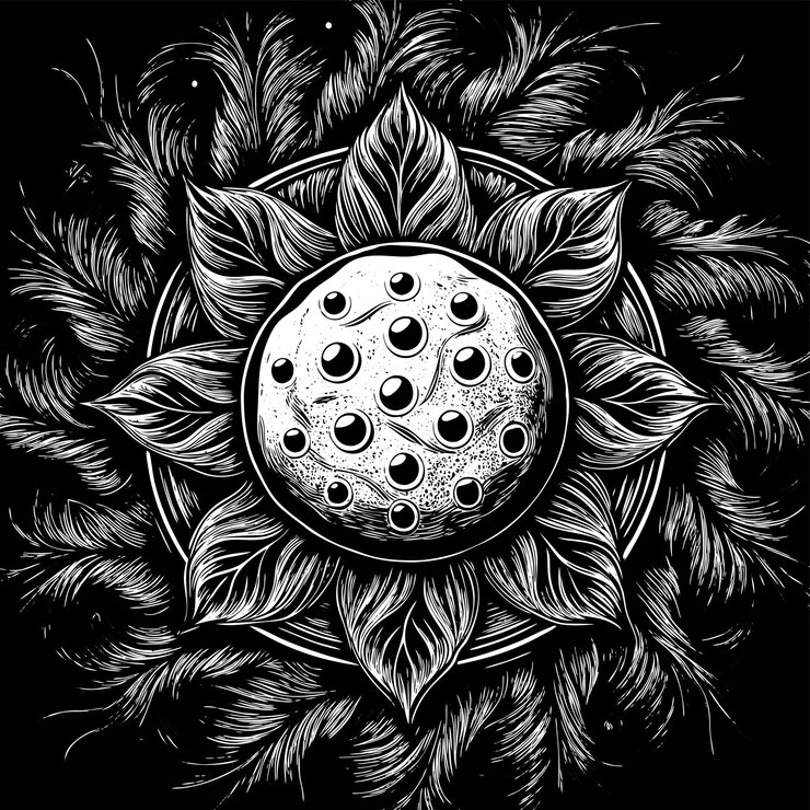 Vetor um desenho preto e branco de um círculo preto e branco com um fundo preto com um círculo branco e