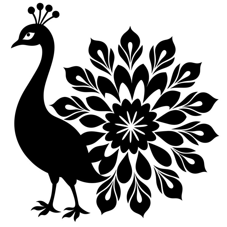 Vetor um desenho preto e branco de um ganso preto com uma coroa nele