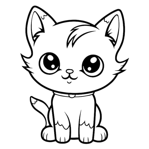 Um desenho preto e branco de um gatinho com a palavra gato nele.