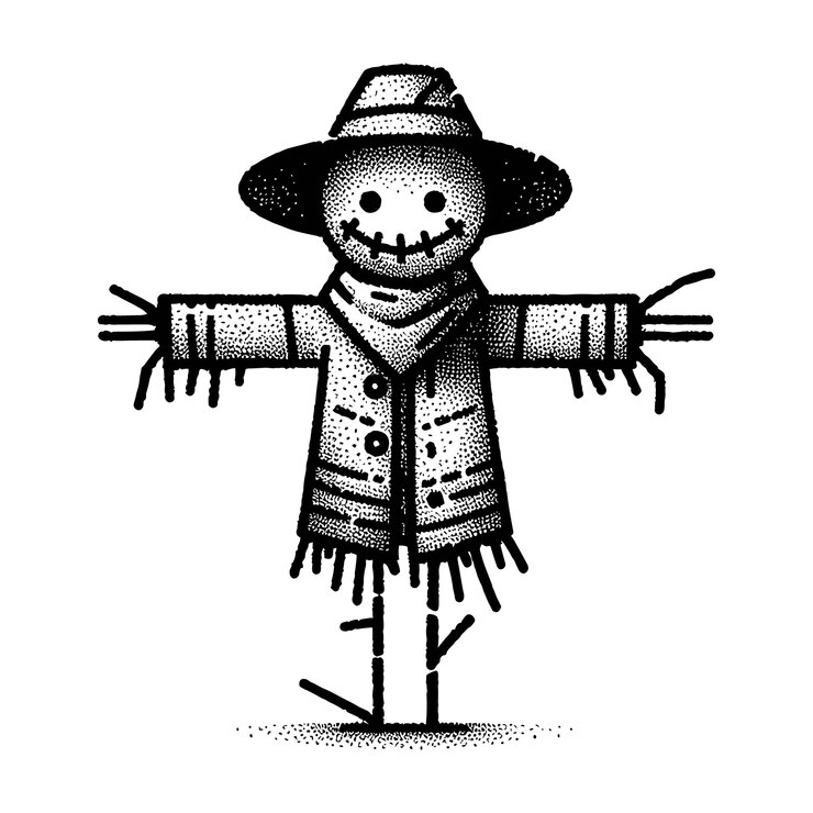 Vetor um desenho preto e branco de um homem com um chapéu e um chapéu