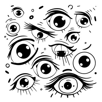 Olhos Clipart Preto E Branco PNG Images, Vetores E Arquivos PSD