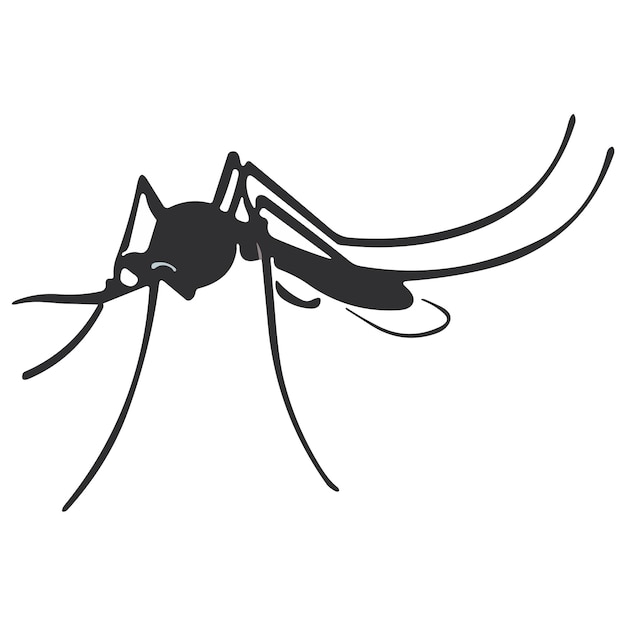 Vetor um desenho preto e branco de um mosquito com uma longa cauda.