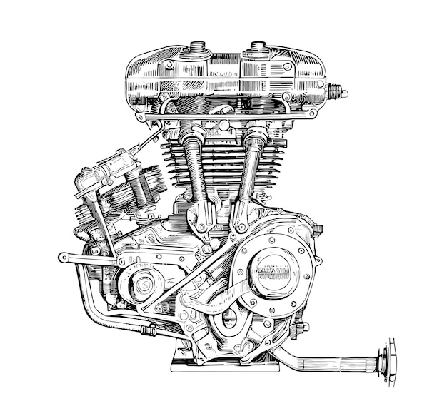 Motor De Combustão Interna Velho, Desenho. Vetor Royalty Free SVG,  Cliparts, Vetores, e Ilustrações Stock. Image 32198671