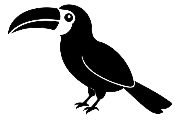 um desenho preto e branco de um pássaro com um bico preto e um bico negro