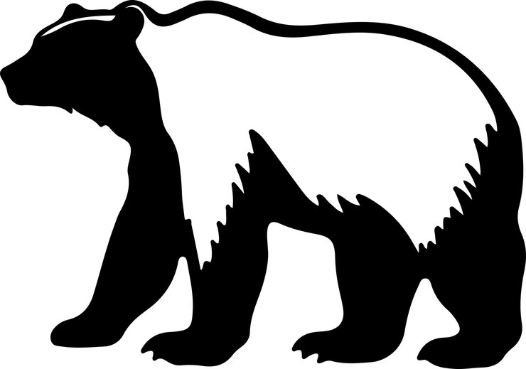 Vetor um desenho preto e branco de um urso com uma linha nele